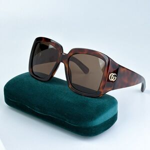 NEW Gucci GG1402S 002 Blonde Havana Dark Brown Women Square Sunglasses GG 1402S